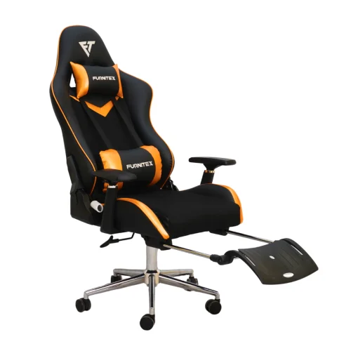 FURNITEX - Gaming Chair with 4D Armrest and Foot Rest (FT-G2 PRO ) Glossy Orange