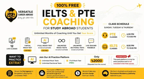 VCA IELTS/ PTE 1month free crash course